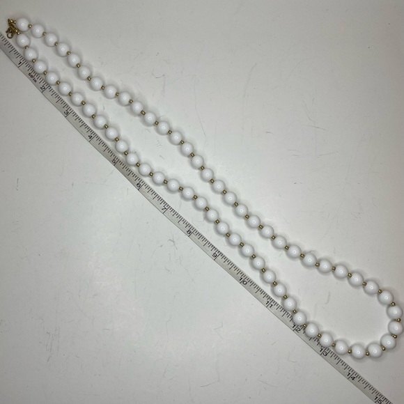 Monet Necklace White and Gold Beads - Picture 3 of 4